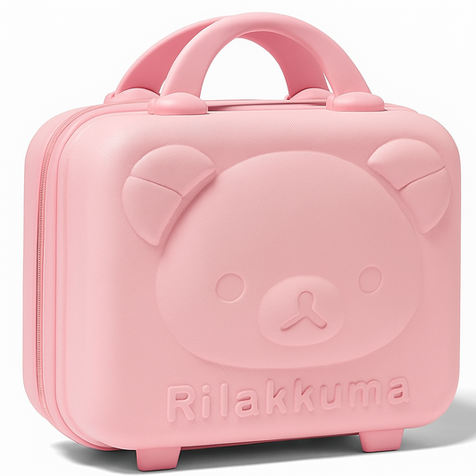 Cute Portable Makeup Travel Case Hand Luggage, Mini Carrying Makeup Case Suitcase with Elastic Band, Small Hard Shell Cosmetic Case for Travel Camping Women Girls