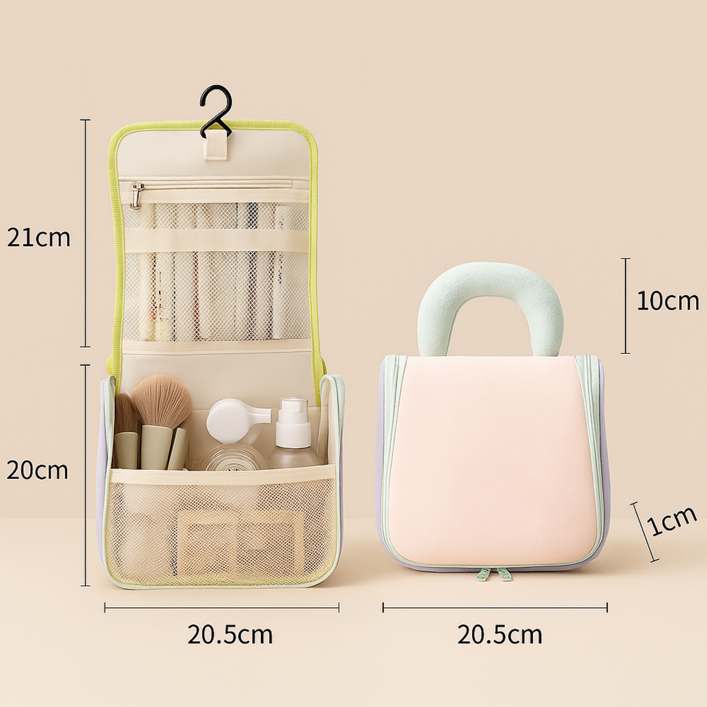Travel Makeup Bag For Women | Portable Cosmetic Organizer With Handle & Zipper | Waterproof Toiletry Pouch For Makeup Brushes, Skincare & Accessories