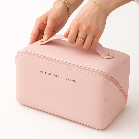 Large Capacity Makeup Bag,Large Capacity Makeup Bag Travel Cosmetic Bags for Women, Double Layered Cosmetic Bag with Handle and Dividers