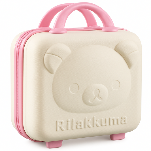 Cute Portable Makeup Travel Case Hand Luggage, Mini Carrying Makeup Case Suitcase with Elastic Band, Small Hard Shell Cosmetic Case for Travel Camping Women Girls